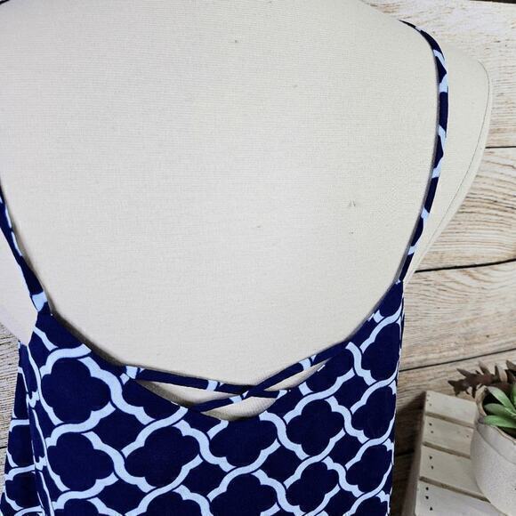 Emmelee Layered Navy White Jacquard Tank Top Size Medium - Picture 5 of 8
